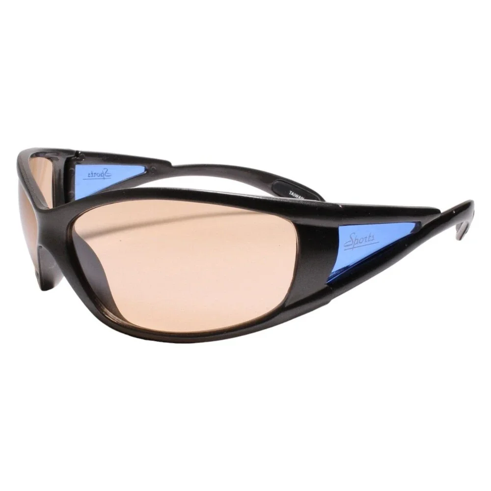 Classic Wrap Around Vintage Sporty Design Gray Sunglasses Brown Lens